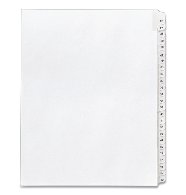 Preprinted Legal Exhibit Side Tab Index Dividers, Allstate Style, 25-Tab, 26 to 50, 11 x 8.5, White, 1 Set, (1702)