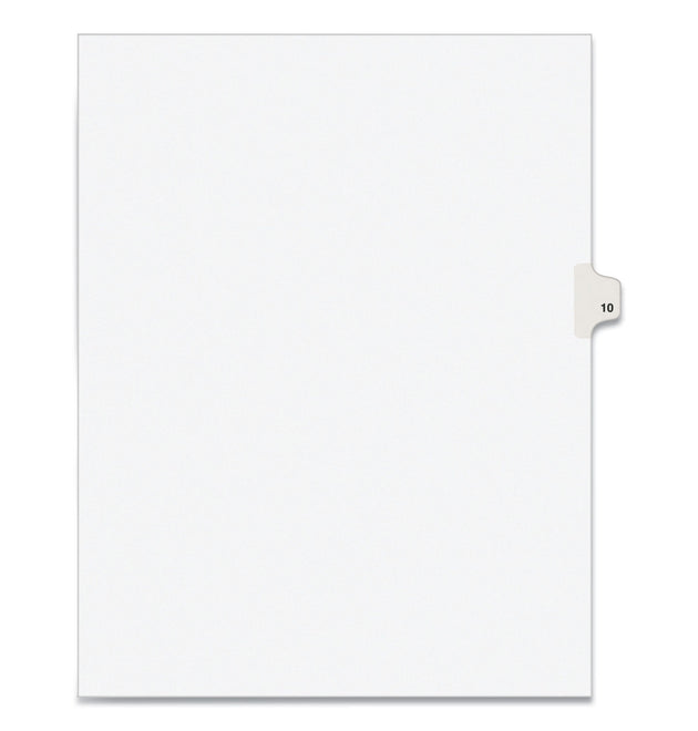 Preprinted Legal Exhibit Side Tab Index Dividers, Avery Style, 10-Tab, 10, 11 x 8.5, White, 25/Pack