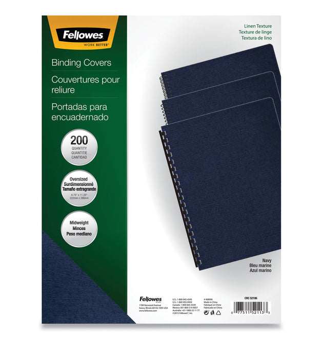 Expressions Linen Texture Presentation Covers for Binding Systems, Navy, 11.25 x 8.75, Unpunched, 200/Pack