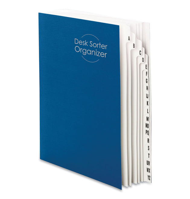 Deluxe Expandable Indexed Desk File/Sorter, Reinforced Tabs, 20 Dividers, Alpha Index, Letter Size, Dark Blue Cover