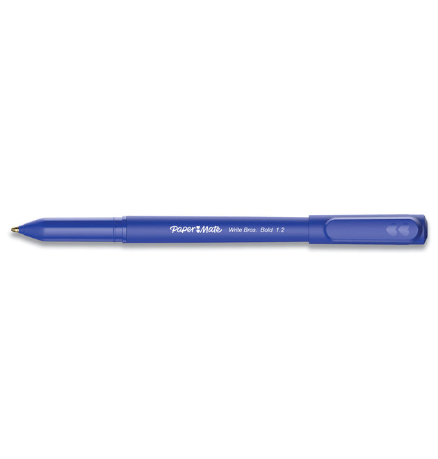 Write Bros. Ballpoint Pen, Stick, Bold 1.2 mm, Blue Ink, Blue Barrel, Dozen