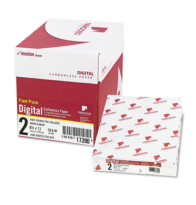 Fast Pack Digital Carbonless Paper, 2-Part, 8.5 x 11, White/Canary, 500 Sheets/Ream, 5 Reams/Carton