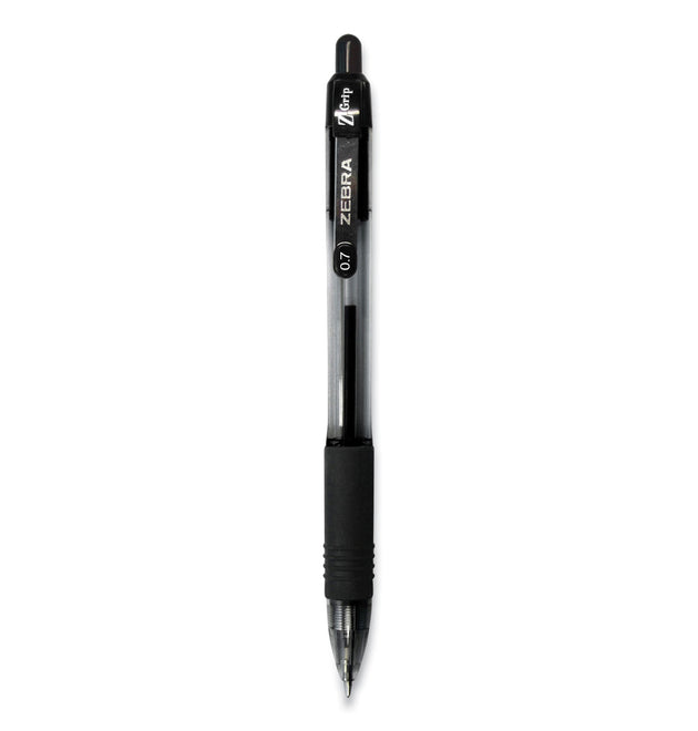 Z-Grip Ballpoint Pen, Retractable, Medium 0.7 mm, Black Ink, Clear/Black Barrel, 30/Pack