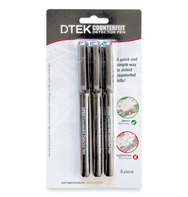 DTEK Counterfeit Detector Pens, U.S. Currency, 3/Pack