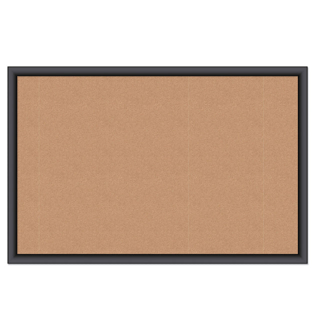 Cork Bulletin Board, 35 x 23, Tan Surface, Black Frame