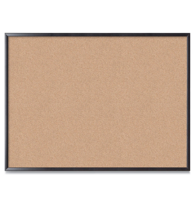 Cork Bulletin Board, 47 x 35, Tan Surface, Black Frame