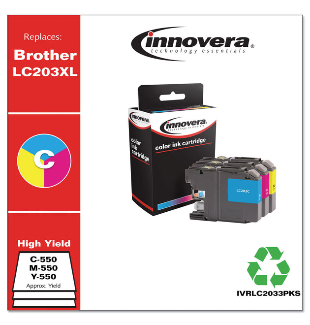 Remanufactured Cyan/Magenta/Yellow High-Yield Ink, Replacement for LC2033PKS, 550 Page-Yield