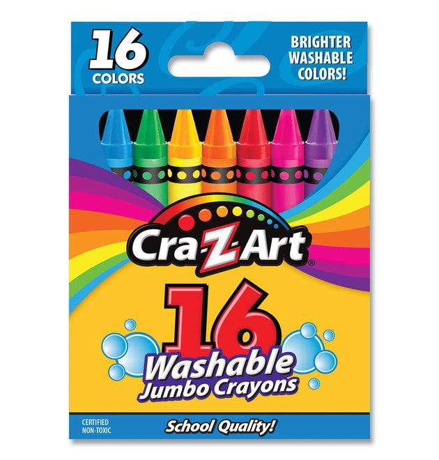 Washable Jumbo Crayons, 16 Assorted Colors, 16/Pack