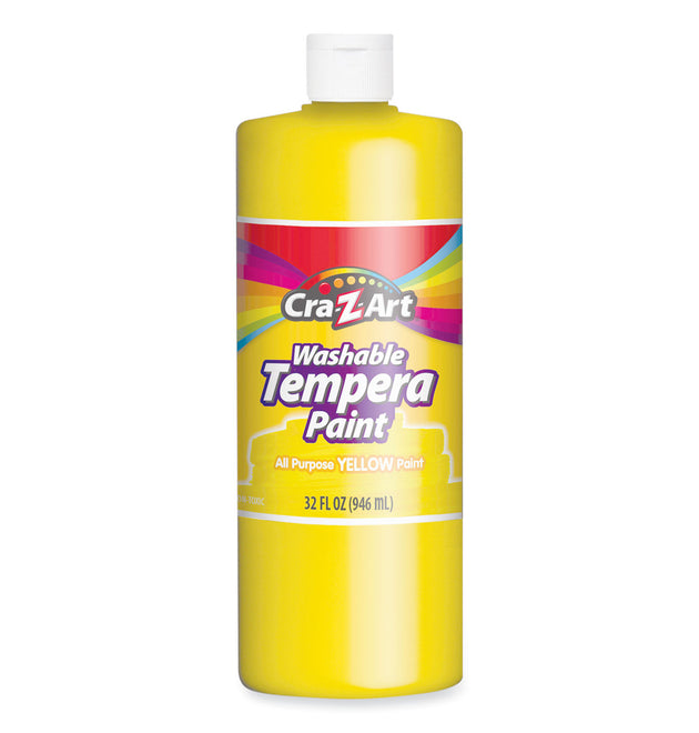 Washable Tempera Paint, Yellow, 32 oz Bottle