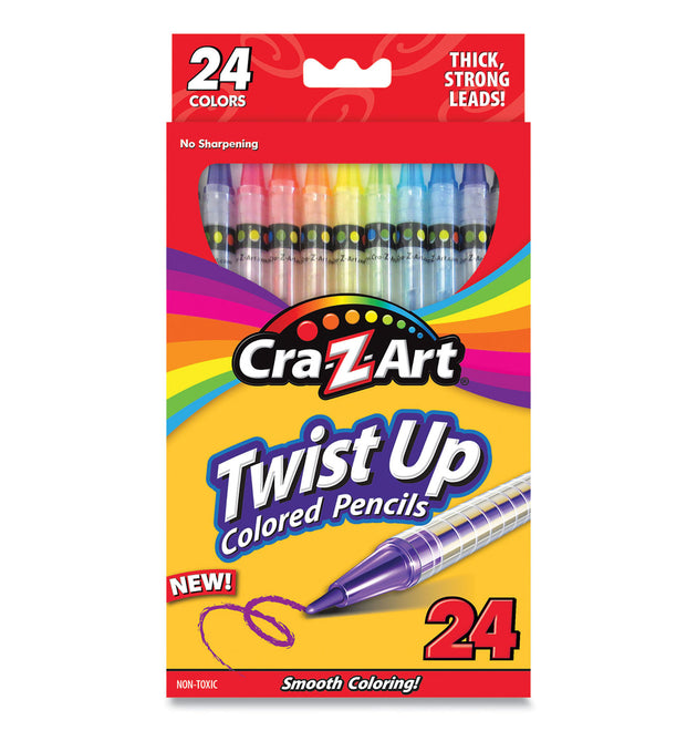 Twist Up Colored Pencils, 24 Assorted Lead Colors, Clear Barrel, 24/Set