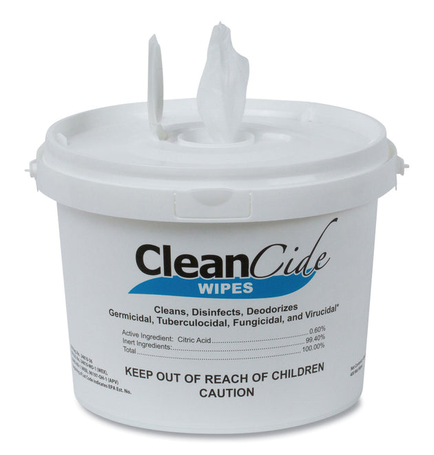 CleanCide Disinfecting Wipes, 1-Ply, 8 x 5.5, Fresh Scent, White, 400/Tub, 4 Tubs/Carton