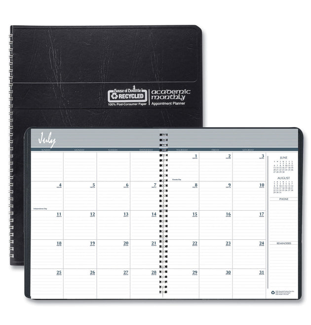 14-Month Recycled Ruled Monthly Planner, 11 x 8.5, Black Cover, 14-Month (July to Aug): 2023 to 2024