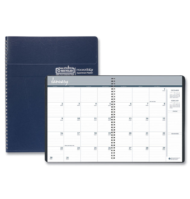 14-Month Recycled Ruled Monthly Planner, 11 x 8.5, Blue Cover, 14-Month (Dec to Jan): 2023 to 2025