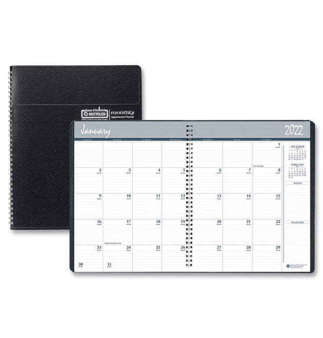 14-Month Recycled Ruled Monthly Planner, 11 x 8.5, Black Cover, 14-Month (Dec to Jan): 2023 to 2025