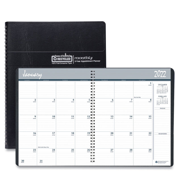 24-Month Recycled Ruled Monthly Planner, 11 x 8.5, Black Cover, 24-Month (Jan to Dec): 2024 to 2025