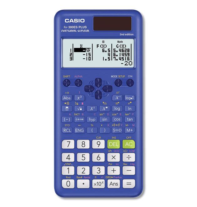 FX-300ES Plus 2nd Edition Scientific Calculator, 16-Digit LCD, Blue