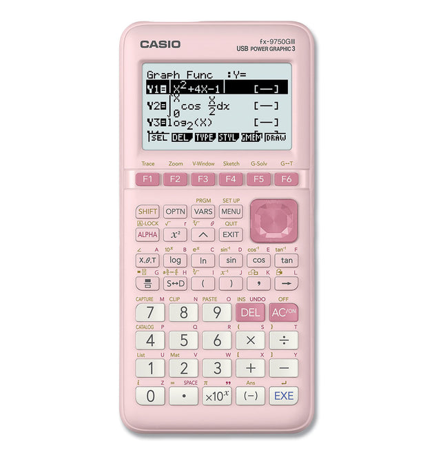 FX-9750GIII 3rd Edition Graphing Calculator, 21-Digit LCD, Pink