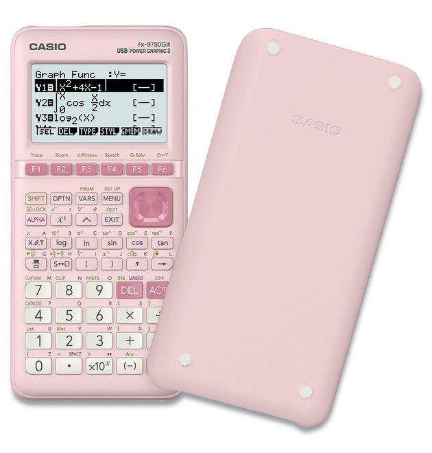 FX-9750GIII 3rd Edition Graphing Calculator, 21-Digit LCD, Pink