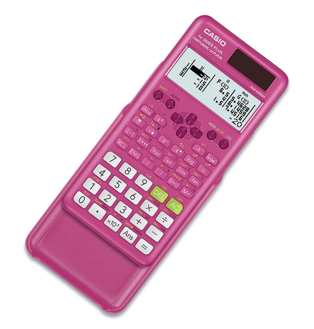 FX-300ES Plus 2nd Edition Scientific Calculator, 16-Digit LCD, Pink