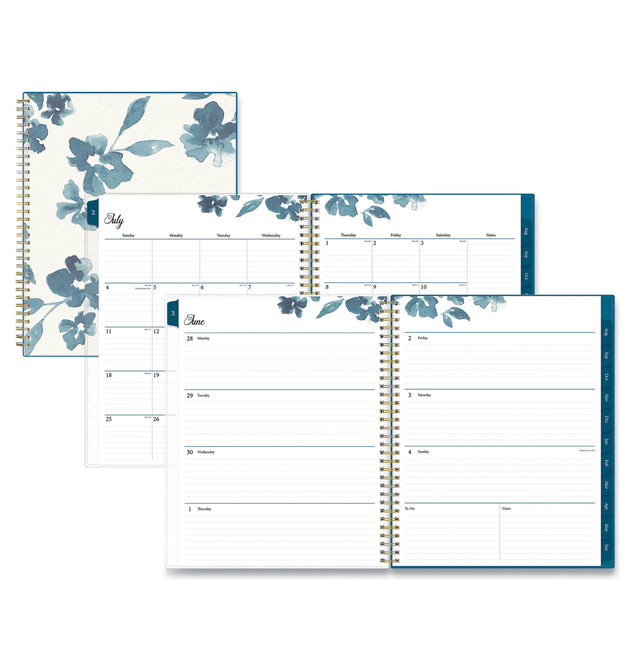 Bakah Blue Academic Year Weekly/Monthly Planner, Floral Artwork, 11 x 8.5, Blue/White Cover, 12-Month (July-June): 2023-2024