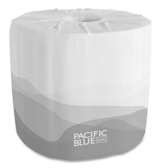 Pacific Blue Basic Bathroom Tissue, Septic Safe, 1-Ply, White, 1,210 Sheets/Roll, 80 Rolls/Carton