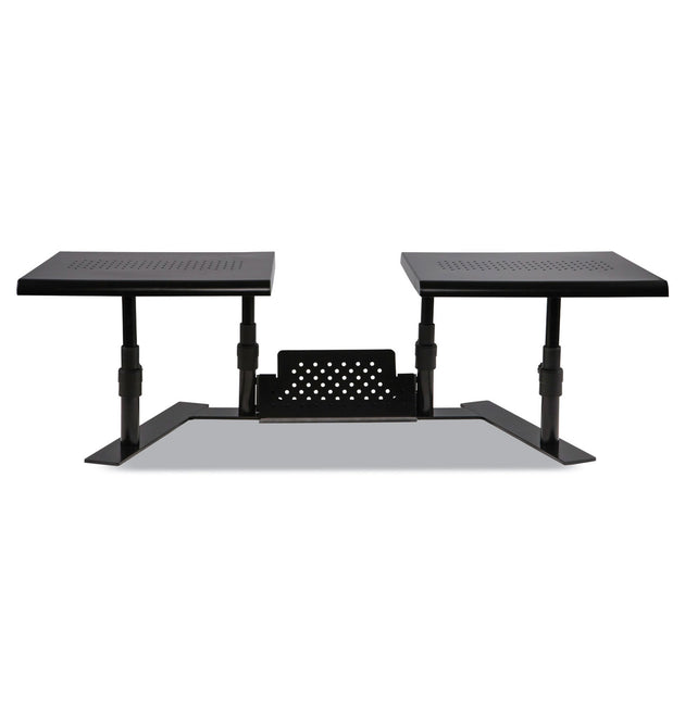 Metal Art ErgoTwin Dual Monitor Stand, 25.6 to 33.1 x 12.6 x 6.2 to 8.6, Black, Supports 20 lb/Shelf