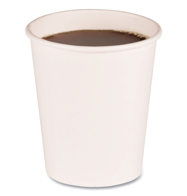 Paper Hot Cups, 8 oz, White, 50 Cups/Sleeve, 20 Sleeves/Carton