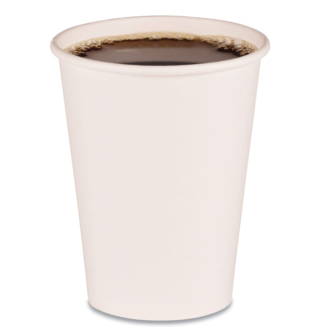 Paper Hot Cups, 12 oz, White, 50 Cups/Sleeve, 20 Sleeves/Carton