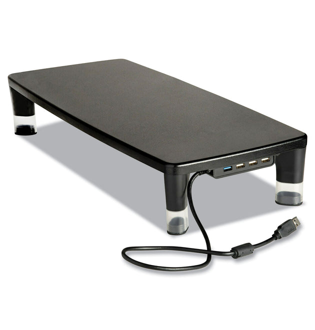 Monitor Stand MS100B, 21.6 x 9.4 x 2.7 to 3.9, Black/Clear, Supports 33 lb