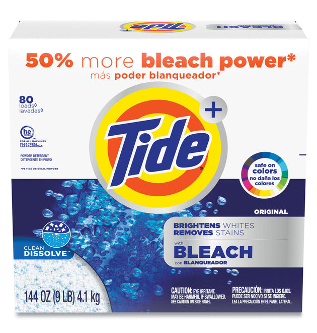 Laundry Detergent with Bleach, Tide Original Scent, Powder, 144 oz Box