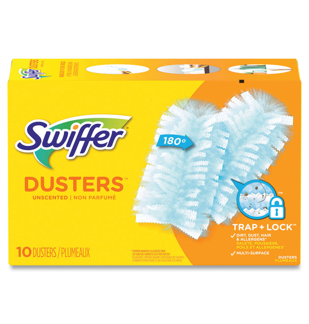 Refill Dusters, Dust Lock Fiber, Light Blue, Unscented, 10/Box, 4 Box/Carton