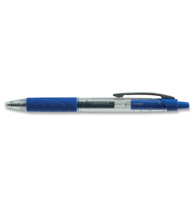 Comfort Grip Gel Pen, Retractable, Medium 0.7 mm, Blue Ink, Clear/Blue Barrel, 36/Pack