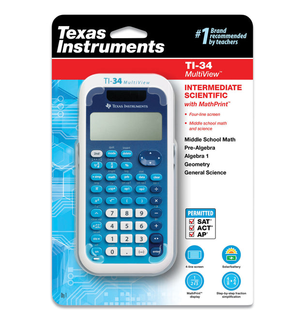 TI-34 MultiView Scientific Calculator, 16-Digit LCD