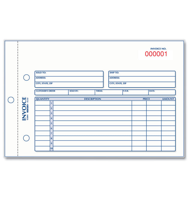 Invoice Book, Two-Part Carbonless, 5.5 x 7.88, 50 Forms Total