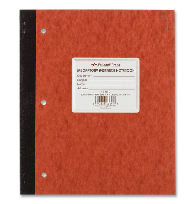 Duplicate Laboratory Notebooks, Stitched Binding, Quadrille Rule (4 sq/in), Brown Cover, (200) 11 x 9.25 Sheets