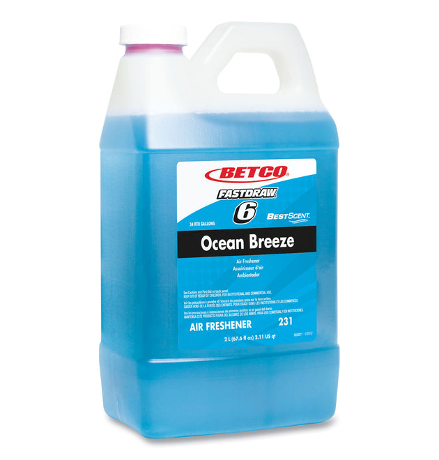 BestScent Ocean Breeze Deodorizer, Ocean Breeze Scent, 67.6 oz FastDraw Bottle, 4/Carton