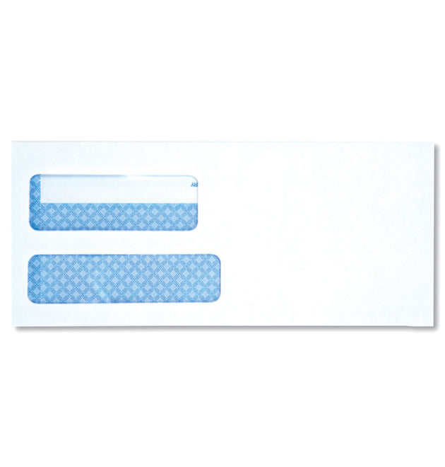 Double Window Business Envelope, #9, Square Flap, Self-Adhesive Closure, 3.88 x 8.88, White, 500/Box