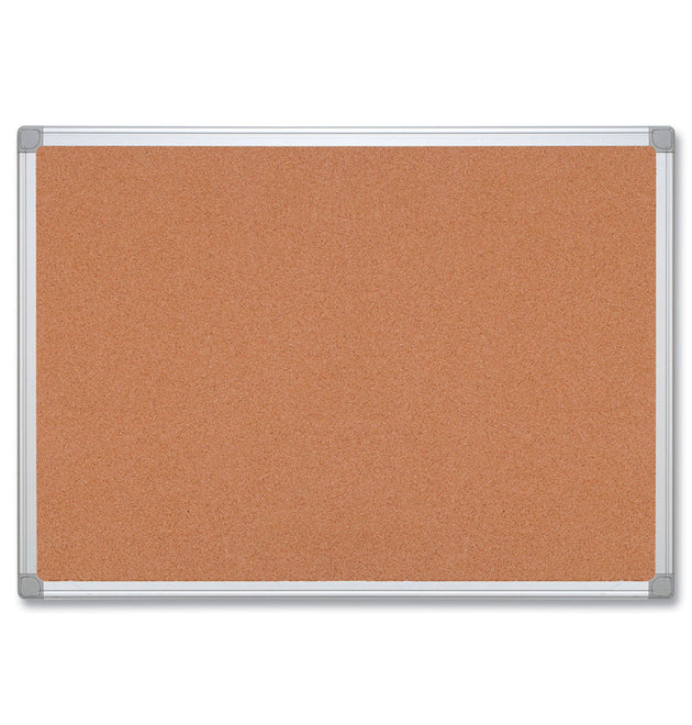 Earth Cork Board, 48 x 36, Tan Surface, Silver Aluminum Frame