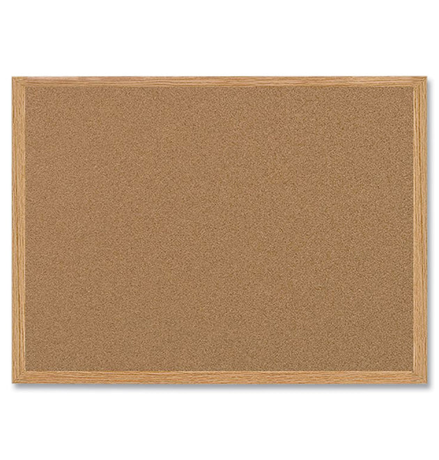 Earth Cork Board, 36 x 24, Tan Surface, Oak Wood Frame