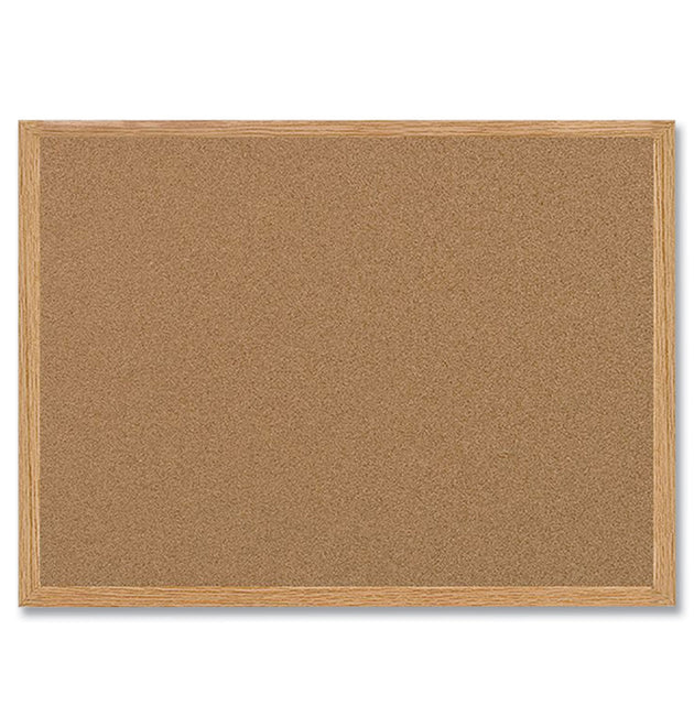 Earth Cork Board, 72 x 48, Tan Surface, Oak Wood Frame