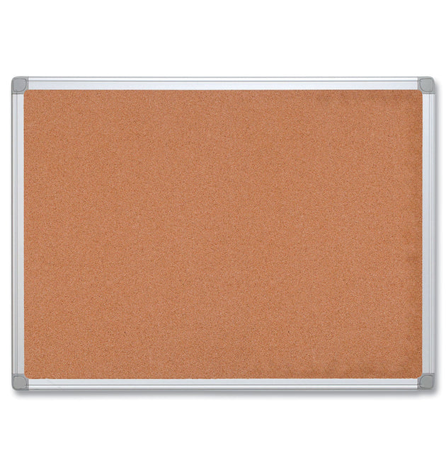 Earth Cork Board, 24 x 18, Tan Surface, Silver Aluminum Frame