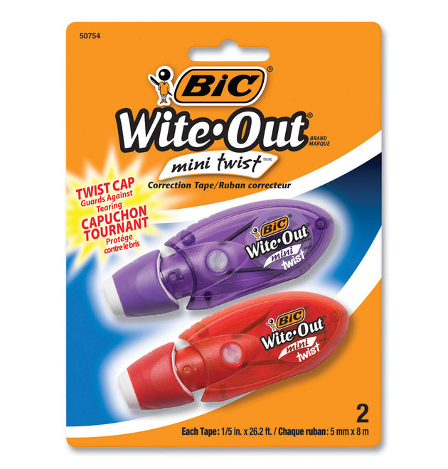 Wite-Out Mini Twist Correction Tape, Non-Refillable, Blue/Fuchsia Applicators 0.2