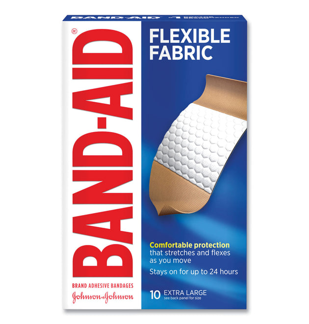 Flexible Fabric Extra Large Adhesive Bandages, 1.75 x 4, 10/Box