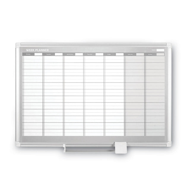 Magnetic Dry Erase Calendar Board, Weekly Calendar, 36 x 24, White Surface, Silver Aluminum Frame