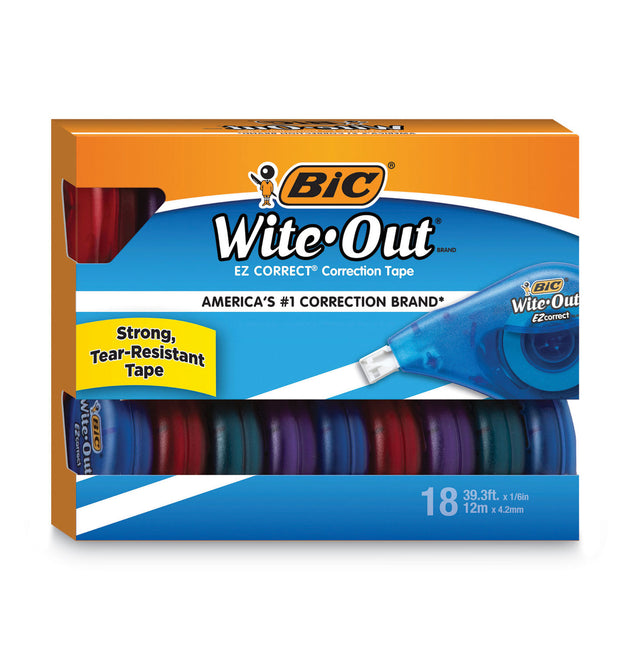 Wite-Out EZ Correct Correction Tape Value Pack, Non-Refillable, Randomly Assorted Applicator Colors, 0.17