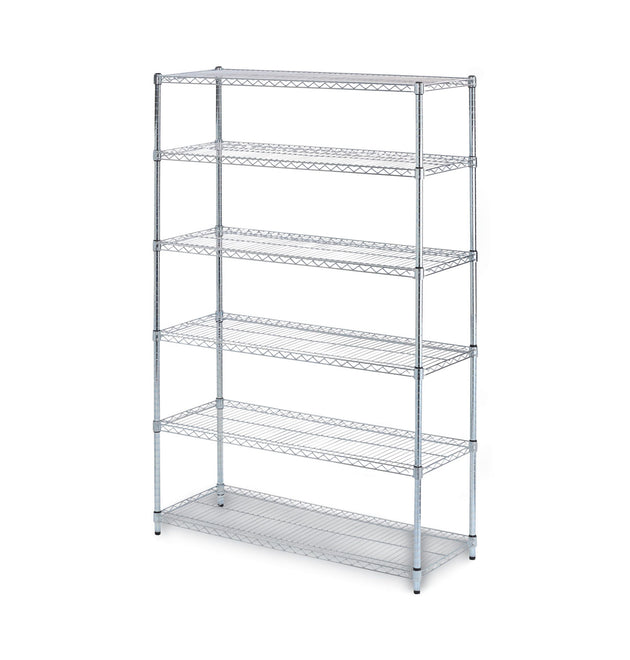 NSF Certified 6-Shelf Wire Shelving Kit, 48w x 18d x 72h, Silver