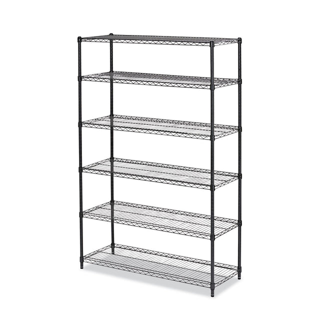 NSF Certified 6-Shelf Wire Shelving Kit, 48w x 18d x 72h, Black Anthracite