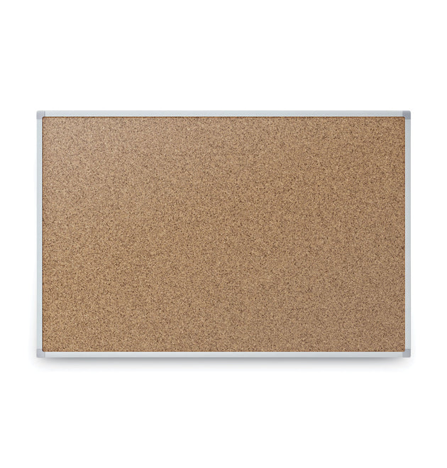 Economy Cork Board with Aluminum Frame, 24 x 18, Tan Surface, Silver Aluminum Frame