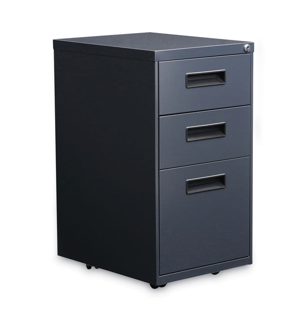 File Pedestal, Left or Right, 3-Drawers: Box/Box/File, Legal/Letter, Charcoal, 14.96