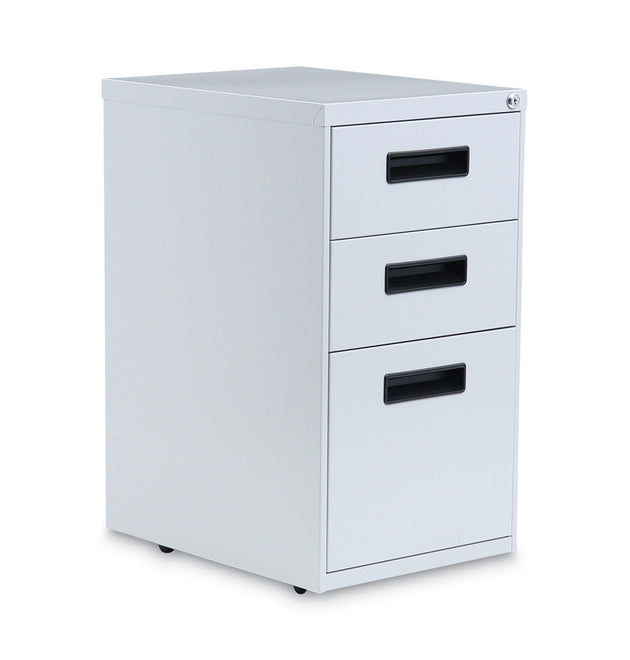 File Pedestal, Left or Right, 3-Drawers: Box/Box/File, Legal/Letter, Light Gray, 14.96